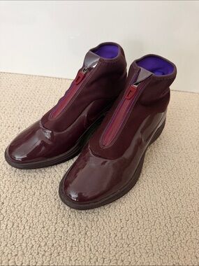 Nike Burgundy Patent Leather Nike LunarElite Sky Hi SneakerBoots wedge - 6.5